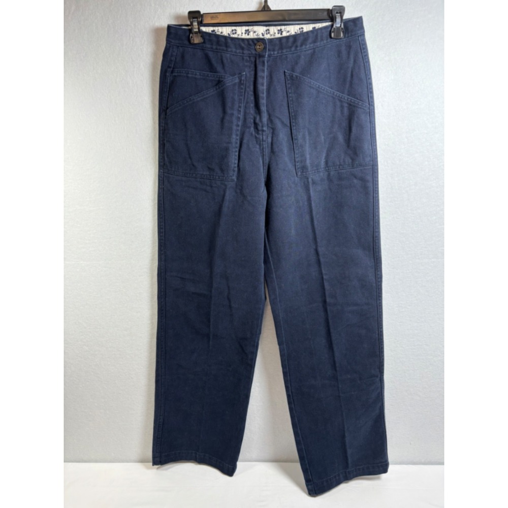 Vintage Y2K Christopher & Banks Pants Womens 8 Navy Cotton Utility Patch Pocket